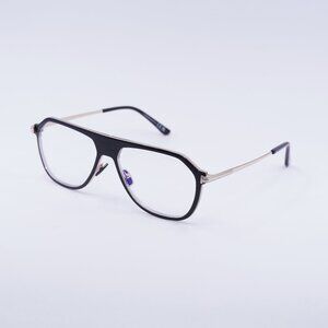 Tom Ford FT5943-B 003 Eyeglasses Black/Gold 56mm Aviator Frame, Blue Light Block